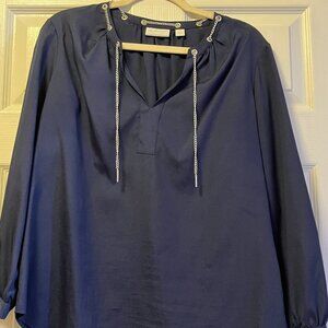Women's New York & Company Blue with Chain Blouse Size M
